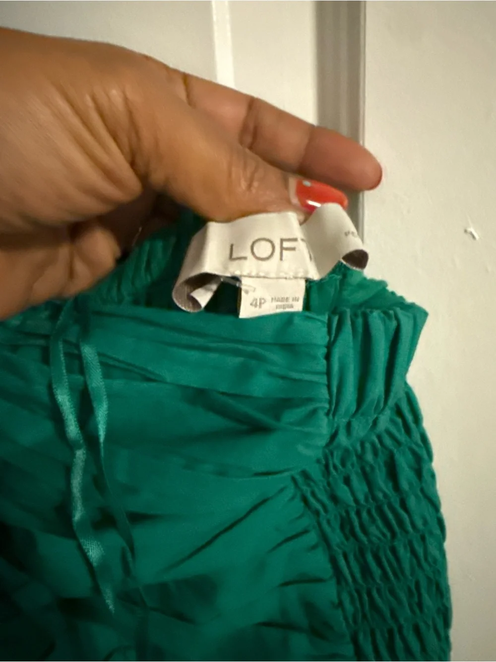 LOFT Teal Ruched Bodice Maxi Dress